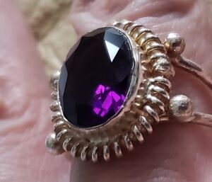 NWOT, SZ 9 Amethyst & Silver Ring, Handmade, Deep Purple, Beautiful Silver Work
